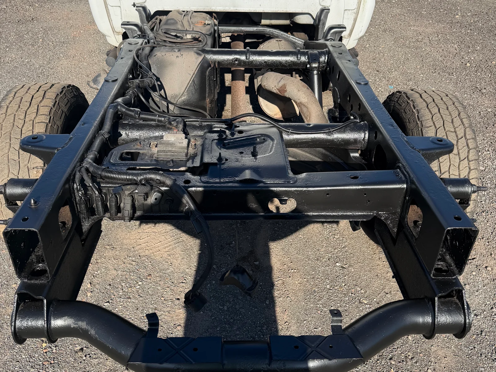 Chevrolet frame after undercoating.