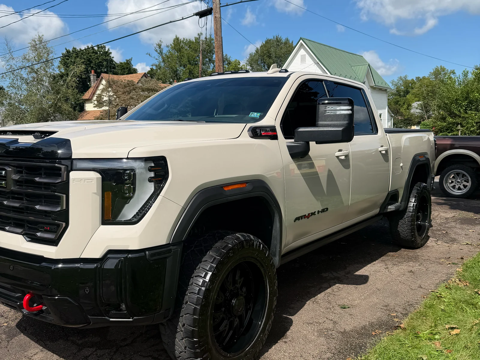White GMC pickup after exterior detailing.