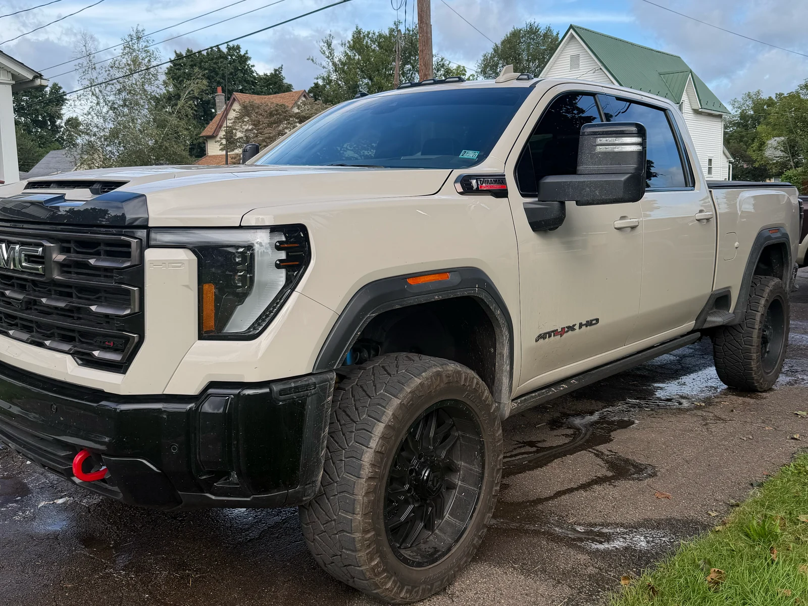 White GMC pickup exterior before detailing.