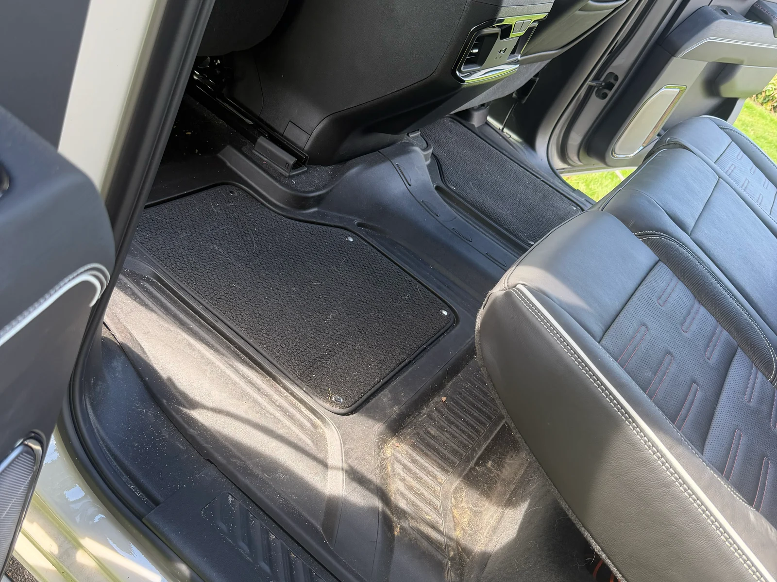 GMC second-row floor area before interior detailing.